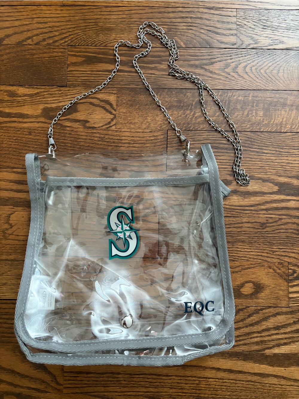 Seattle Mariners Logo Clear Bag Purse Chain Strap Fold Over Button Closure